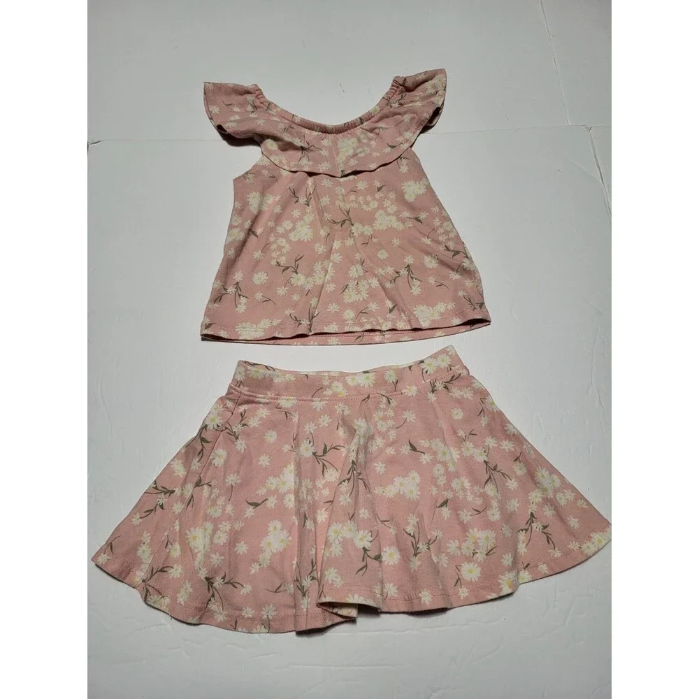 (#9) The Childer's Place Girl Pink Top & Skirt Outfit Toddler 18-24 M